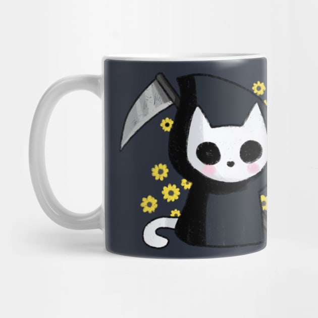 Grim reaper cat with flowers by Mayarart